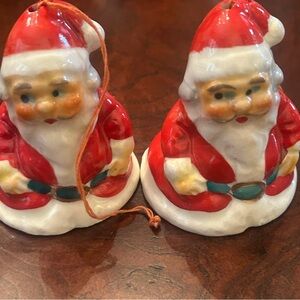 Vintage Porcelain Christmas Bell/ Ornament Santa 1940’s/1950’s Made in Japan